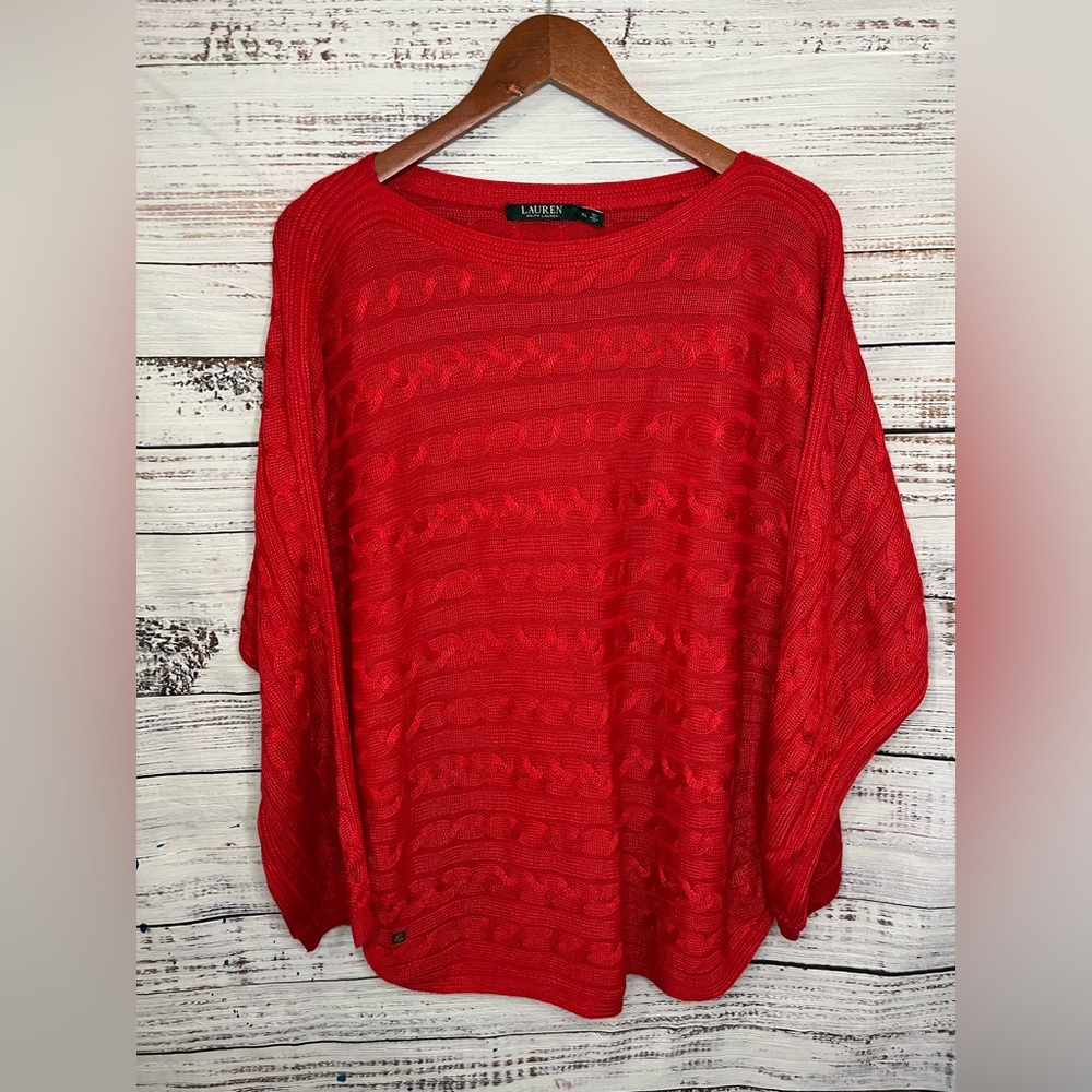 Lauren Ralph Lauren Women's Cable Knit Sweater Red Size XL
